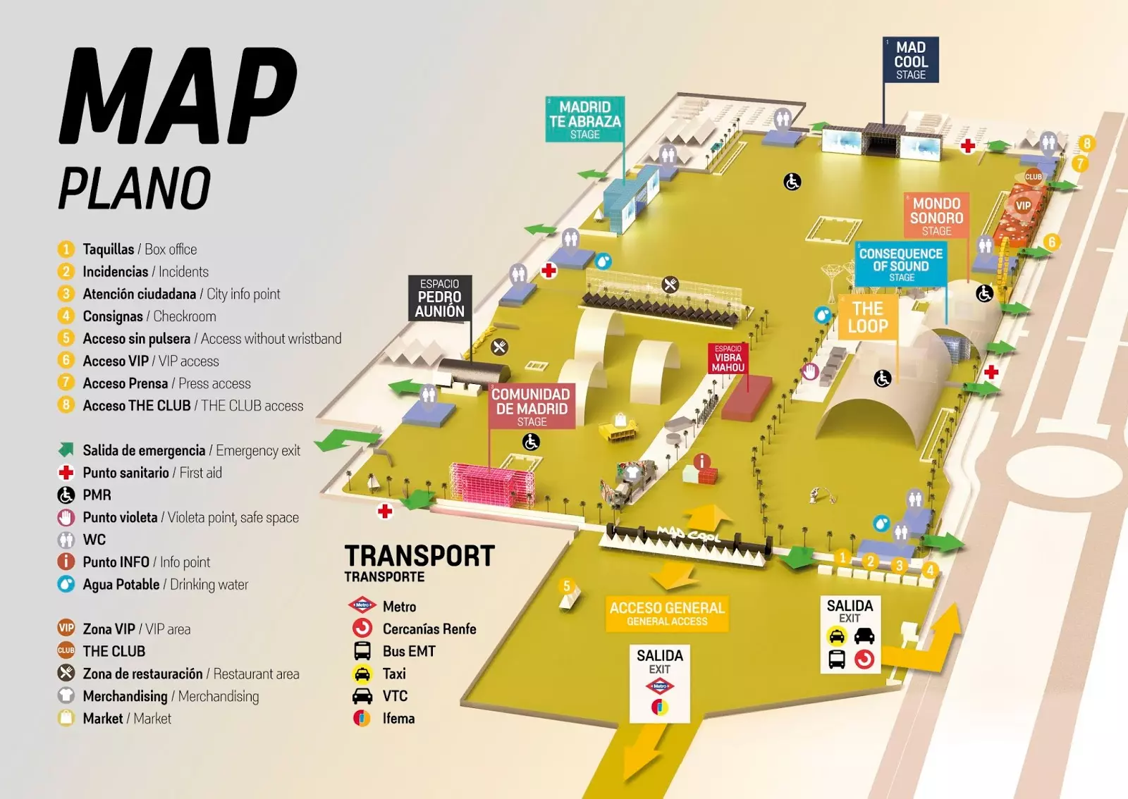 Mapa con todos los detalles del Mad Cool Festival 2019