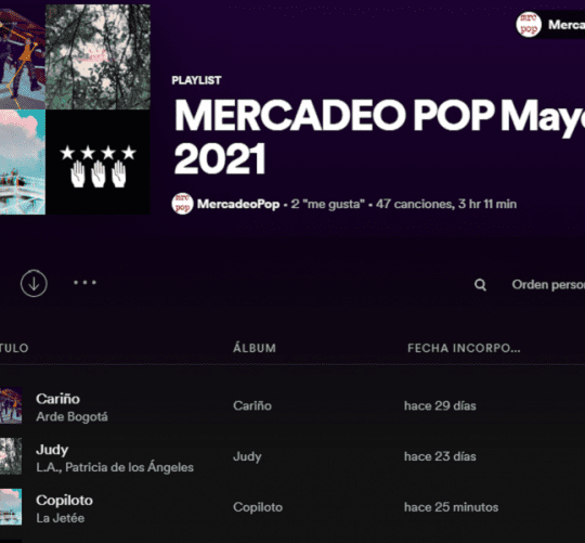 playlists mercadeo pop mayo
