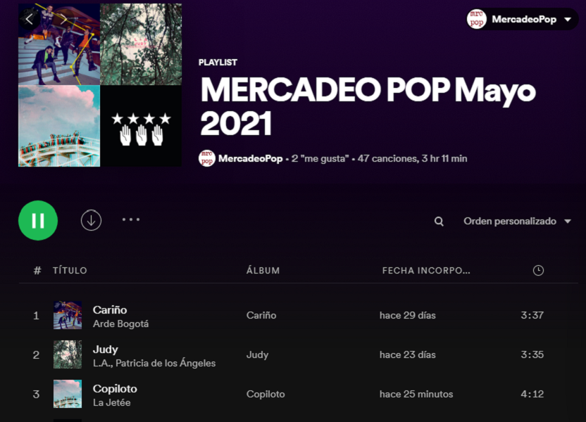 playlists mercadeo pop mayo