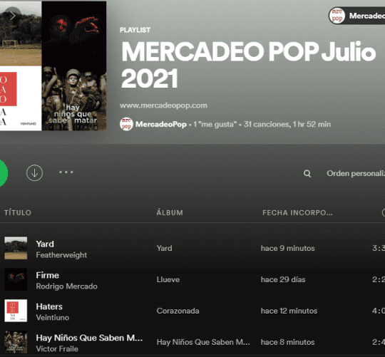 playlists mercadeo pop