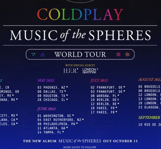 coldplay conciertos 2022