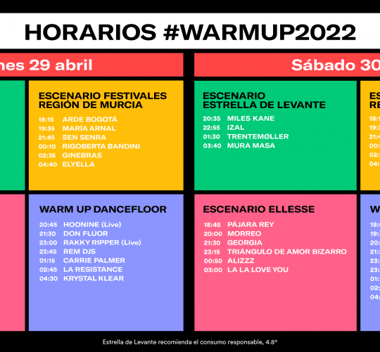 warm up estrella de levante 2022 horarios