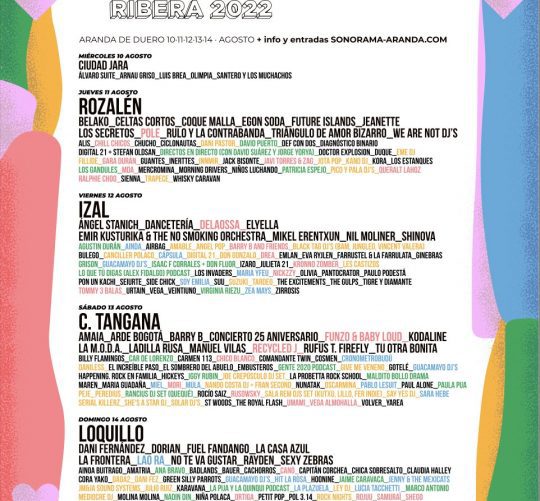 sonorama 2022 horarios