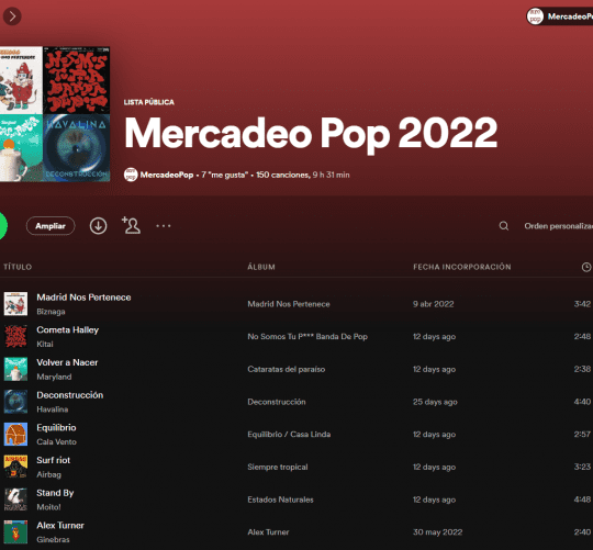 mercadeo pop playlist
