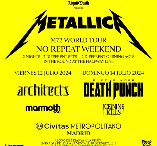metallica entradas madrid 2024