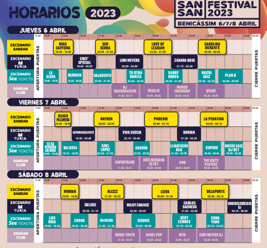 sansan festival 2023 horarios