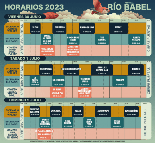 río babel 2023 horarios