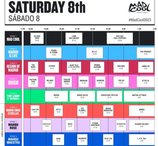Horarios del Mad Cool 2023