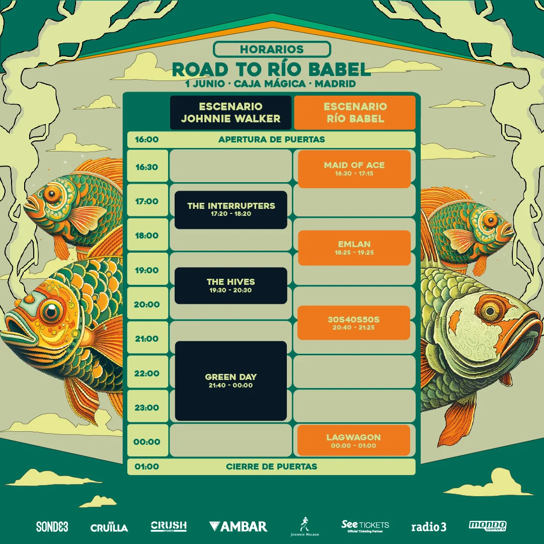 horarios del festival road to río babel, el 1 de junio en Madrid