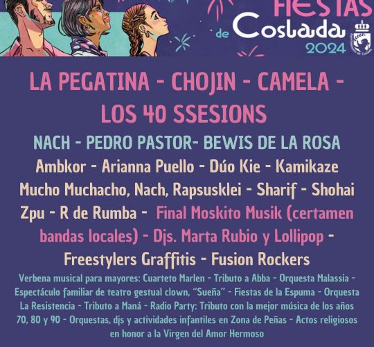 Conciertos de las Fiestas de Coslada 2024, con La Pegatina, Camela, Pedro Pastor, Nach, El Chojín y muchos más