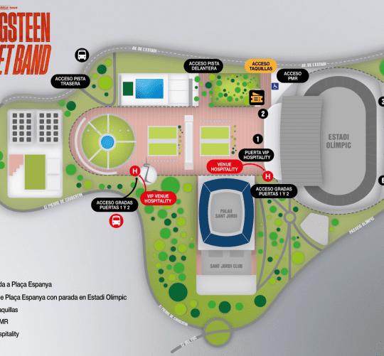 Información de los horarios y el mapa con los accesos para los conciertos de Bruce Springsteen & The E Street Band en Barcelona
