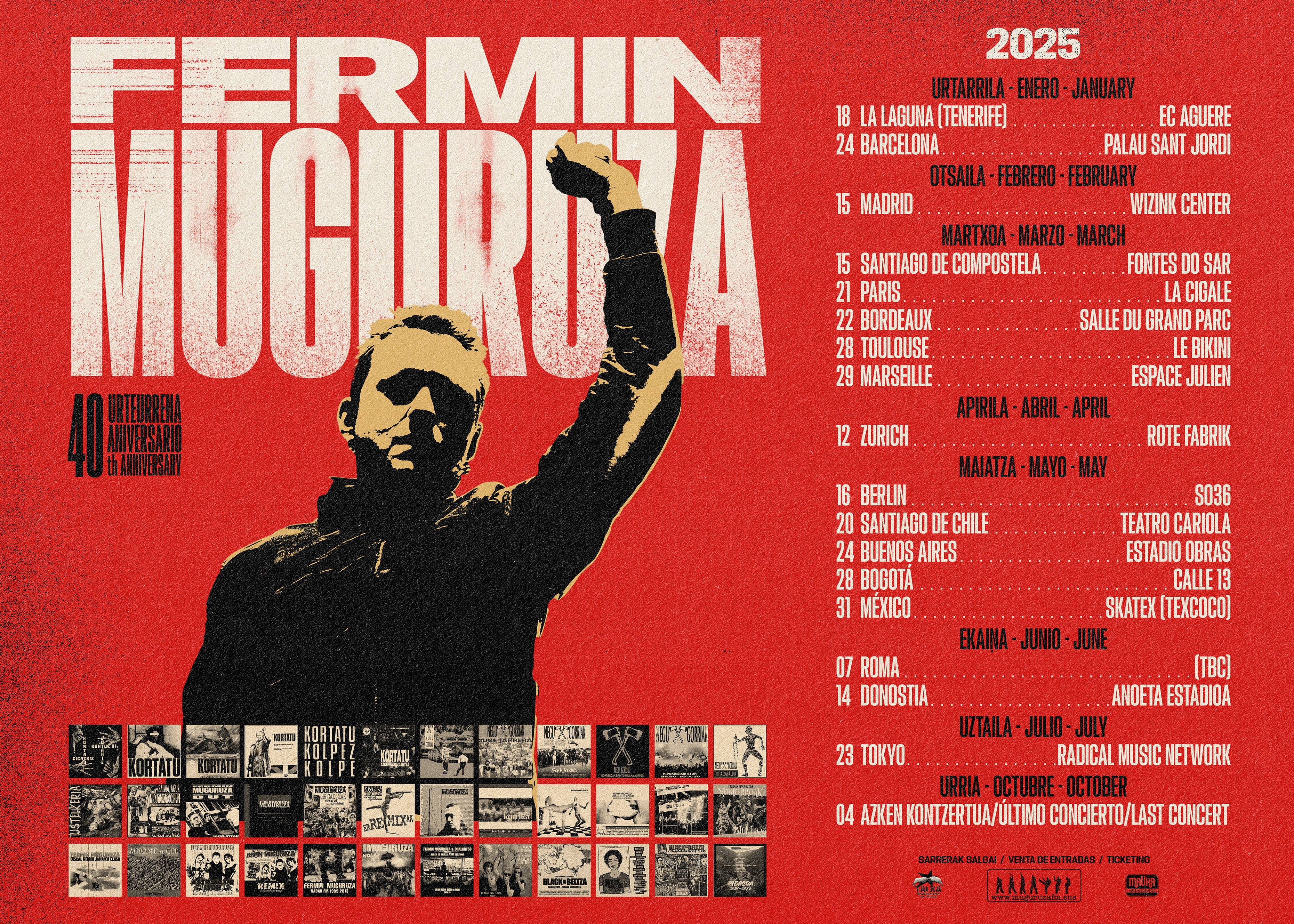 Fermin Muguruza anuncia una gira internacional para celebrar su 40 aniversario de trayectoria musical desde la primera maqueta de Kortatu.