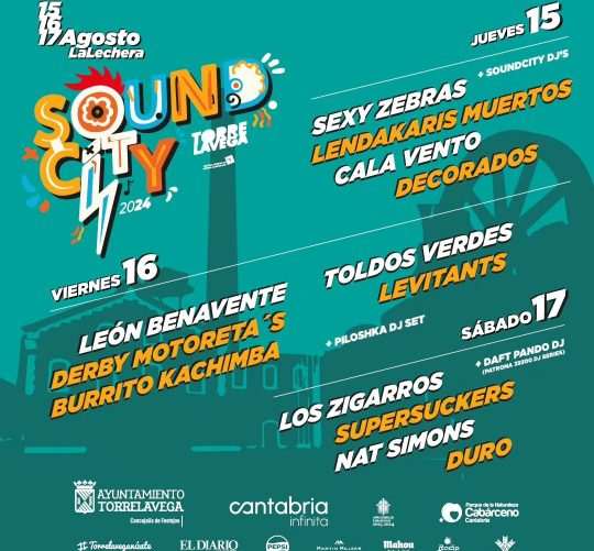 Cartel del Sound City Torrelavega 2024, gratis este mes de agosto en Cantabria