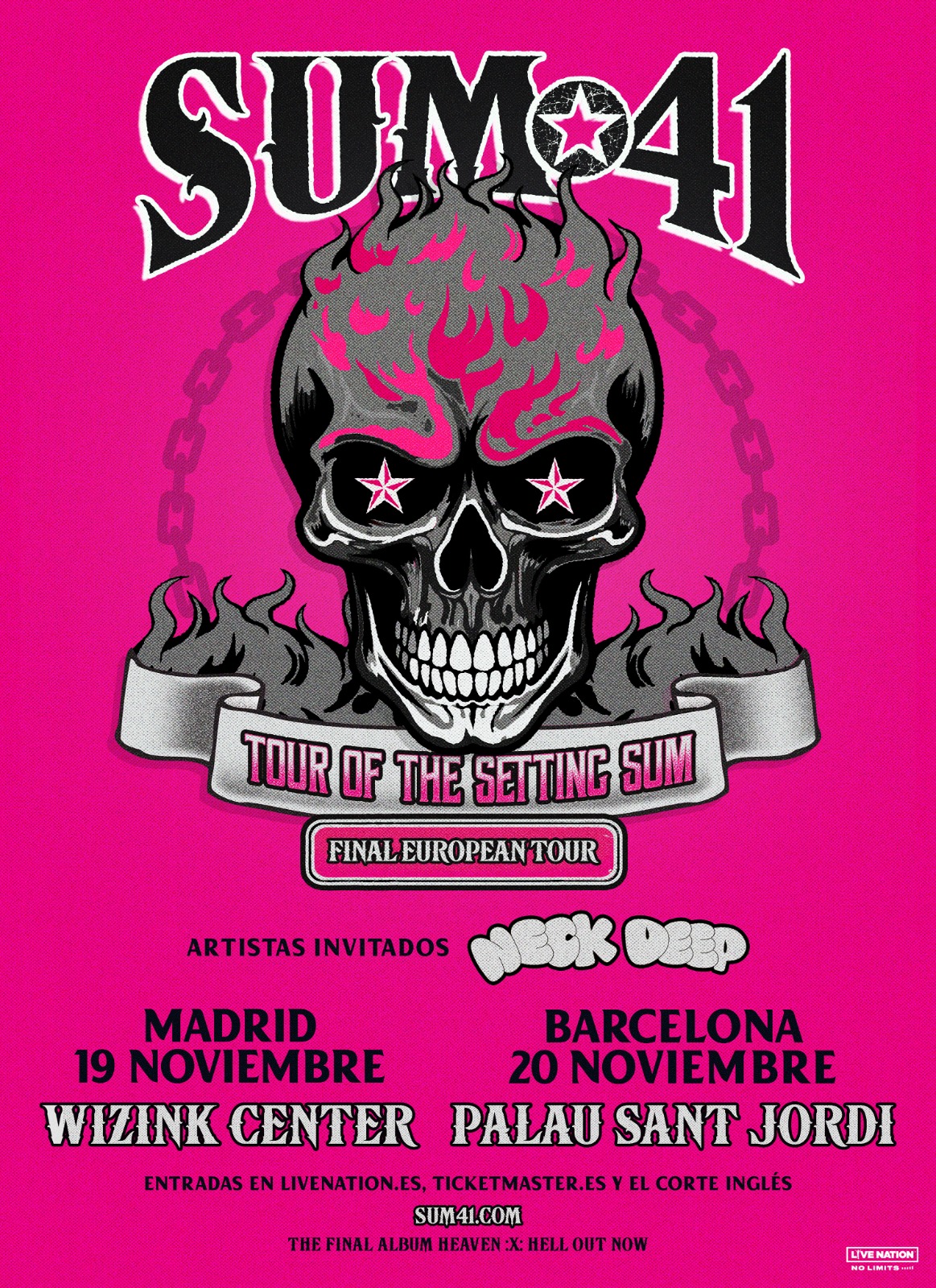 Sum 41 darán dos últimos conciertos en España dentro de su gira de despedida, en noviembre en Madrid y Barcelona
