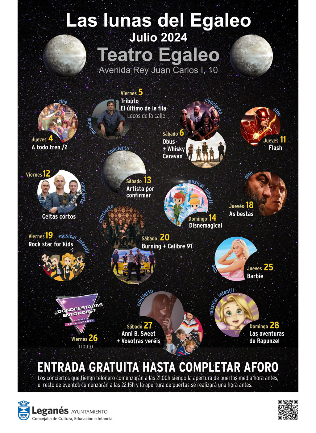 Las Lunas del Egaleo regresan al Teatro Egaleo de Leganés con cine y conciertos durante el mes de julio