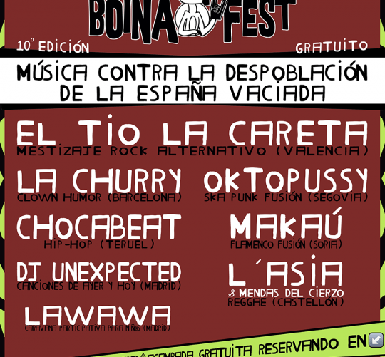 Este sábado 10 de agosto se celebrará la décima edición del Boina Fest en Arenillas (Soria). Un pequeño municipio del sur de la provincia de apenas cincuenta habitantes, conocido por su lucha contra la despoblación