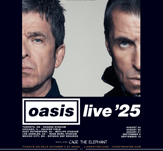 Oasis amplía su gira de reunión para 2025 con nuevos conciertos en grandes estadios de Canadá, Estados Unidos y México. Pronto más anuncios.