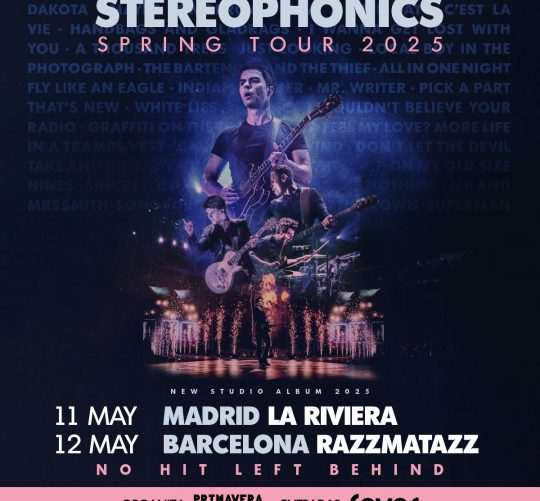 Stereophonics anuncia conciertos en Madrid y Barcelona en mayo del próximo año 2025: 11 de mayo en La Riviera y el 12 de mayo en Razzmatazz.