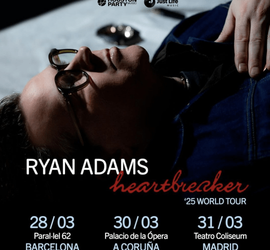 Ryan Adams anuncia tres conciertos en España el próximo año 2025. Las citas son 28 de marzo en Barcelona, el 30 en A Coruña y el 31 en Madrid