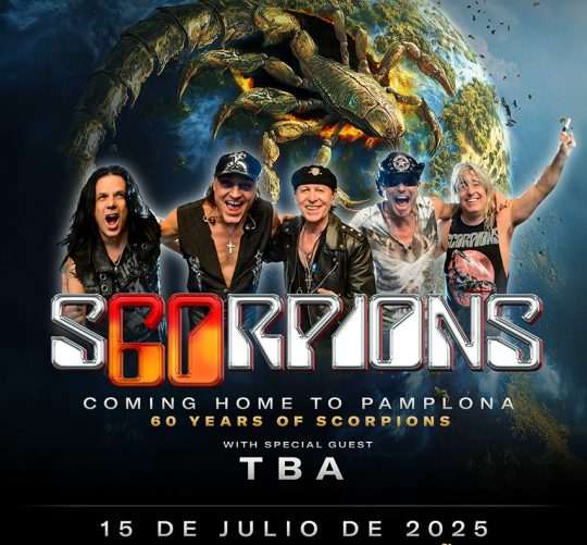 Los gigantes del hard rock Scorpions llevarán la celebración de su 60 aniversario al Navarra Arena de Pamplona el próximo 15 de julio de 2025