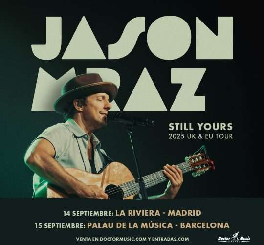 Jason Mraz anuncia conciertos en España dentro de su gira mundial 'Still yours'. Las citas son en septiembre de 2025 en Madrid y Barcelona.