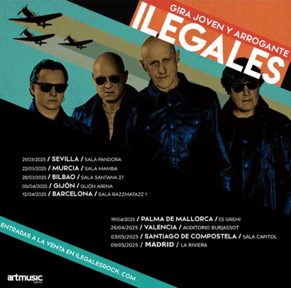 Ilegales anuncia gira en 2025 para presentar su nuevo trabajo de estudio, titulado 'Joven y arrogante', por varias ciudades de toda España.
