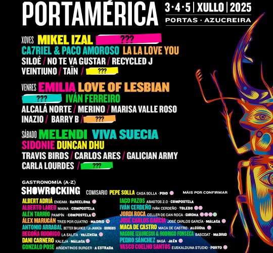 PortAmérica 2025 revela la distribución de artistas por días para su esperada 13ª edición, que tendrá lugar en la emblemática Azucreira de Portas los próximos 4, 5 y 6 de julio