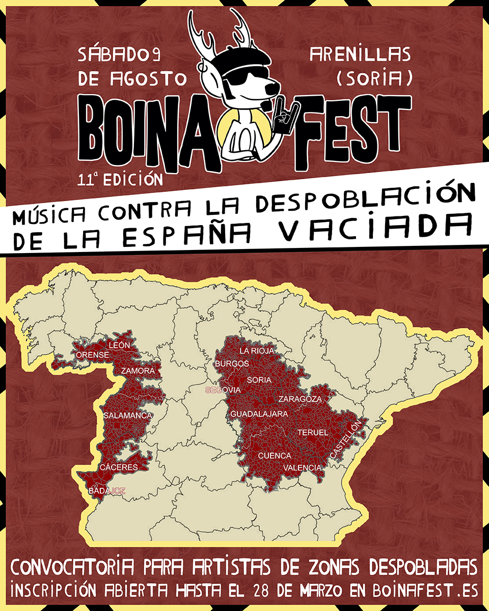 Boina Fest busca artistas de la España vaciada en su lucha contra la despoblación. Este año será el sábado 9 de agosto en Arenillas (Soria)