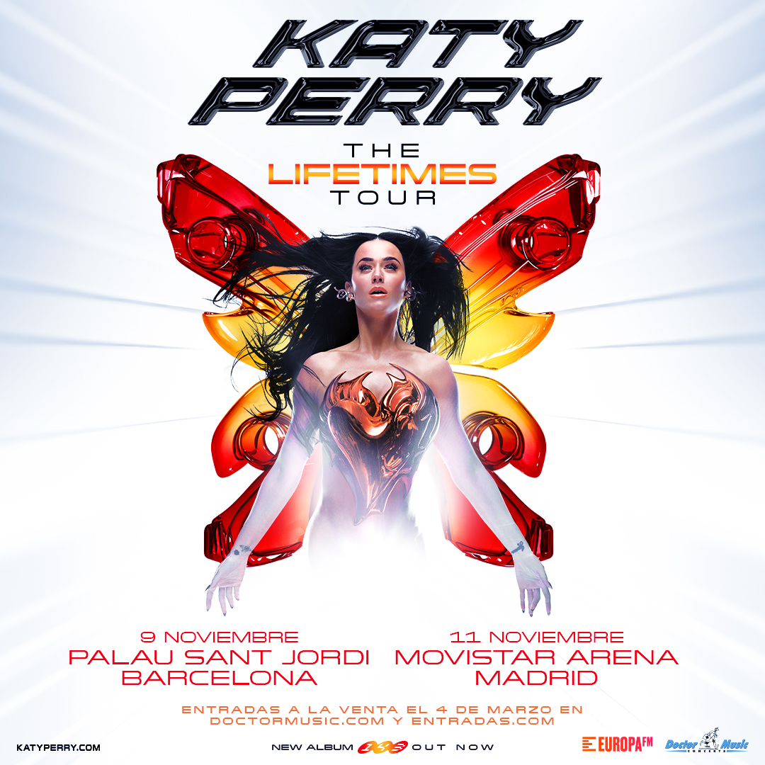 Katy Perry anuncia conciertos en Barcelona y Madrid. Serán el 9 de noviembre en el Palau Sant Jordi y el 11 de noviembre en el Movistar Arena