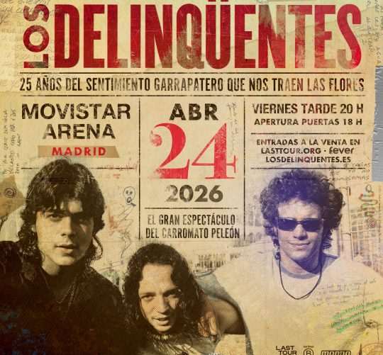 Los Delinqüentes vuelven a lo grande con una fecha histórica en el Movistar Arena de Madrid el 24 de abril de 2026