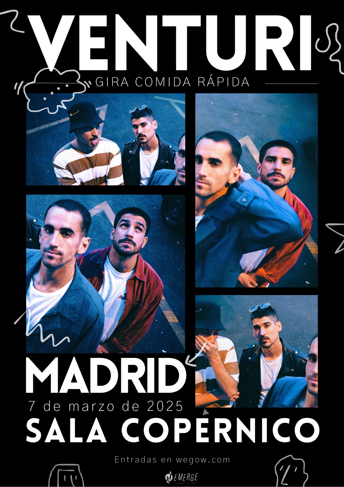 Venturi tocan el próximo viernes 7 de marzo en la Sala Copérnico de Madrid. Un concierto importante dentro de la gira de presentación de su último disco, 'Comida rápida'.