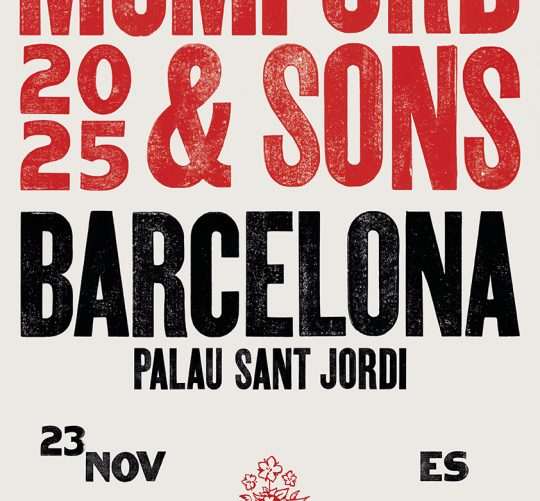 Cartel del concierto de Mumford & Sons el 23 de noviembre de 2025 en el Palau Sant Jordi de Barcelona