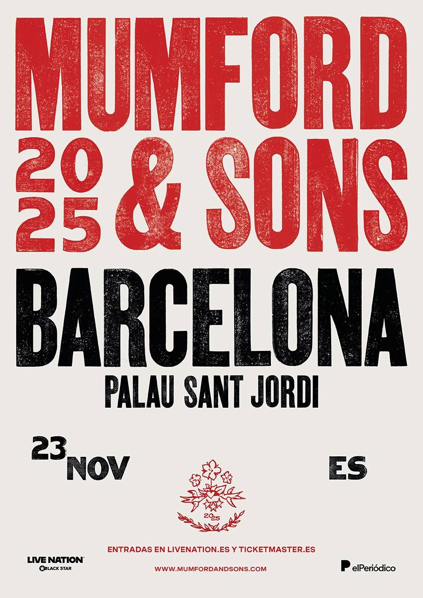 Cartel del concierto de Mumford & Sons el 23 de noviembre de 2025 en el Palau Sant Jordi de Barcelona