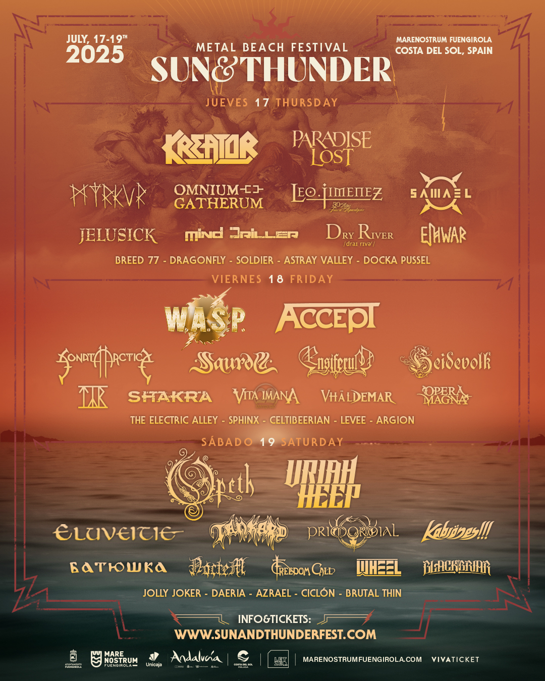 Sun & Thunder cierra el cartel de su primera edición, que se celebrará del 17 al 19 de julio en Fuengirola, capital malagueña del metal.