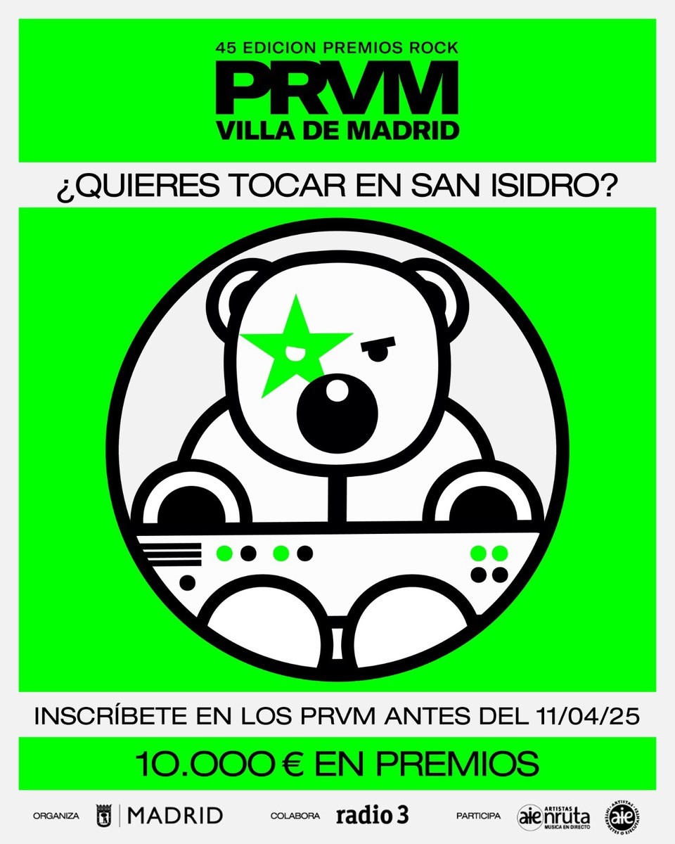 El Ayuntamiento de Madrid, a través del Área de Cultura, Turismo y Deporte, convoca la XLV edición de los Premios Rock Villa de Madrid.