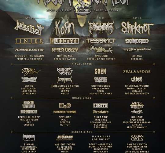 Cartel por días del Resurrection Fest 2025, que se celebra en junio en Viveiro (Lugo)