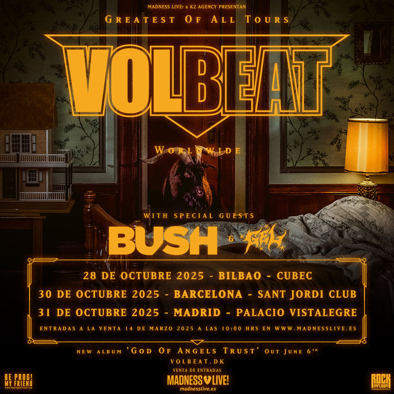 Volbeat regresa a España para presentar el próximo otoño su álbum 'God of Angels Trust' en tres conciertos en Bilbao, Barcelona y Madrid