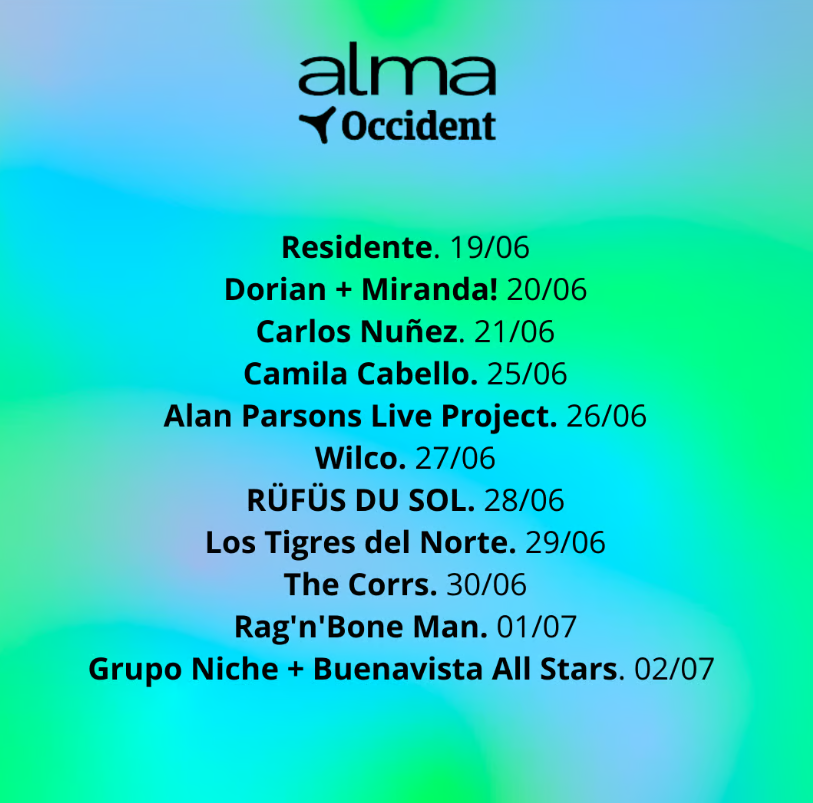 Cartel completo del Alma Occident Madrid 2025. El ciclo de conciertos tendrá lugar del 19 de junio al 2 de julio en el Parque Tierno Galván