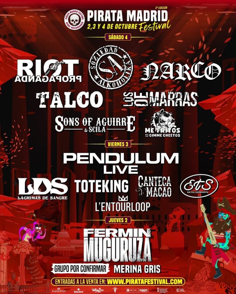El Pirata Festival Madrid 2025 se celebrará durante los días 2, 3 y 4 de octubre en el Auditorio Miguel Ríos de Rivas Vaciamadrid (Madrid)