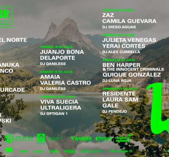 Cartel completo del Pirineos Sur 2025, que se celebrará del 10 al 27 de julio en el emblemático pueblo de Lanuza, en pleno Pirineo aragonés