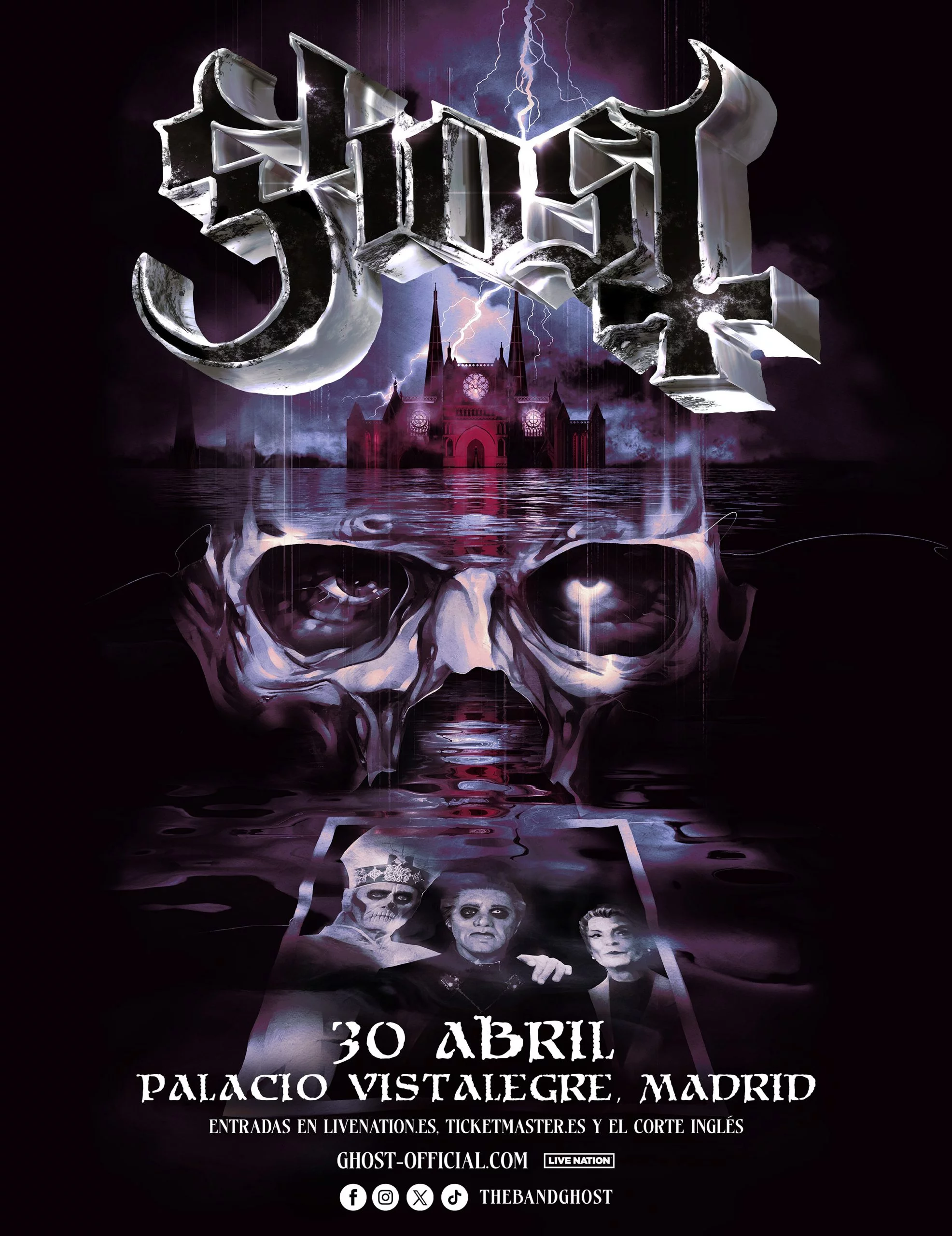 El concierto que Ghost tenía previsto ofrecer el próximo miércoles 30 de abril en el Palacio Vistalegre de Madrid ha sido hoy cancelado.