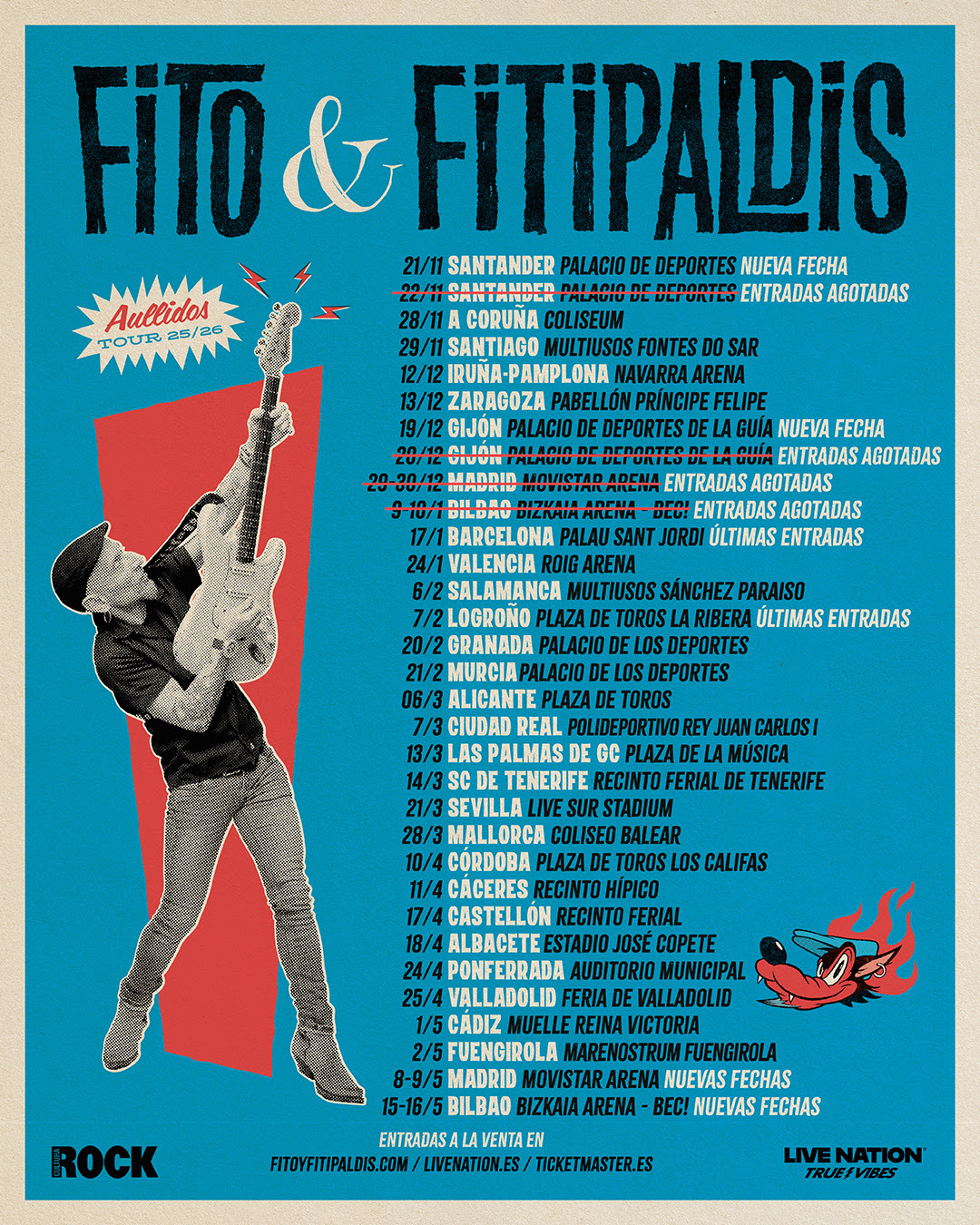 Fito & Fitipaldis han vuelto por todo lo alto y en tan solo dos horas se han vendido más de 150.000 entradas para su gira 'Aullidos Tour'