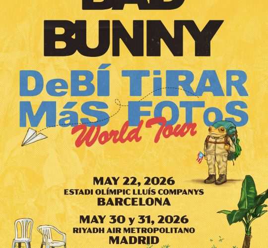 Ya tenemos los precios de las entradas para los conciertos de Bad Bunny en España en la primavera de 2026., que serán en Barcelona y Madrid.