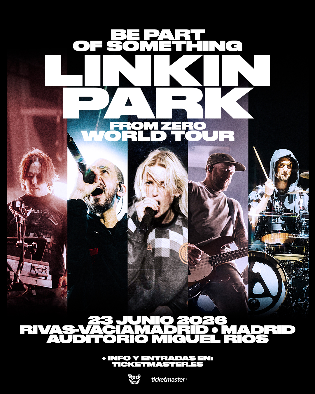 Linkin Park anuncia un concierto en nuestro país que tendrá lugar el próximo 23 de junio de 2026 en el Auditorio Miguel Ríos de Rivas Vaciamadrid.