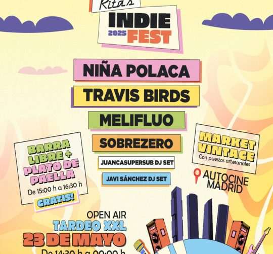Rita's Indie Fest, el viernes 23 de mayo en Autocine Madrid con conciertos en directo de Niña Polaca, Travis Birds, Melifluo y Sobrezero