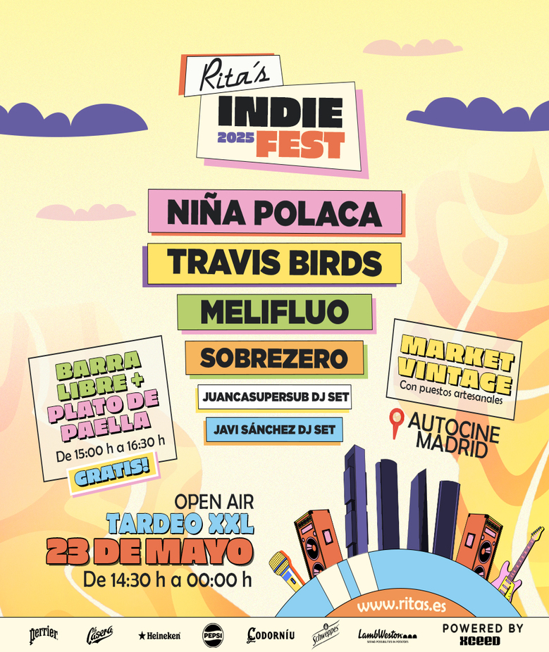 Rita's Indie Fest, el viernes 23 de mayo en Autocine Madrid con conciertos en directo de Niña Polaca, Travis Birds, Melifluo y Sobrezero