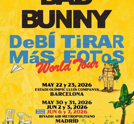 Ya son ocho los conciertos que Bad Bunny dará en España en 2026. Dos en el Estadi Olímpic de Barcelona y seis en el Metropolitano de Madrid.