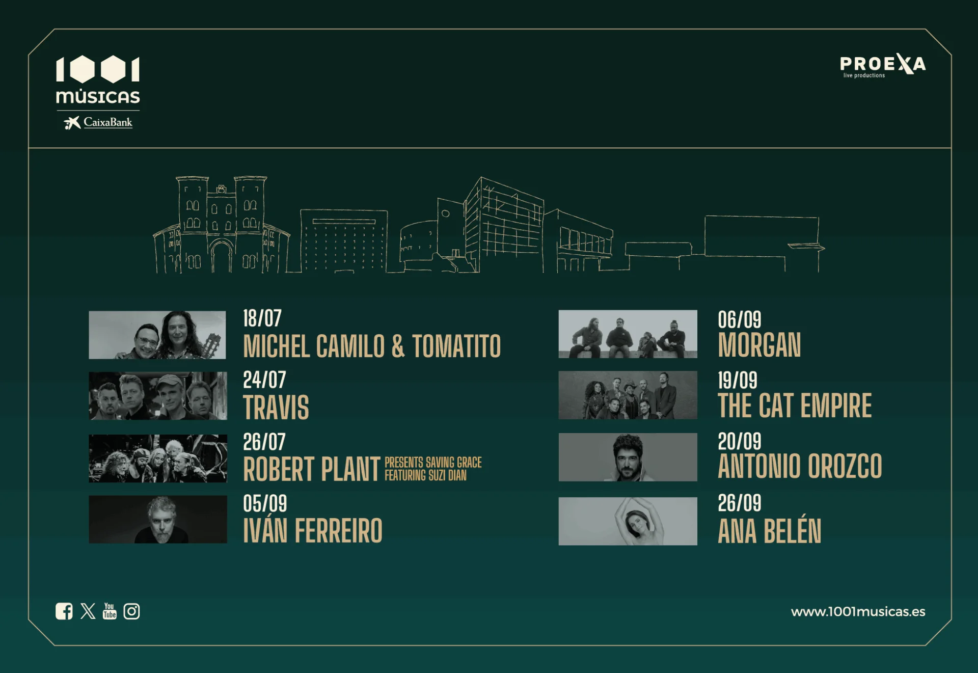 El ciclo de conciertos 1001 Músicas desvela su programación completa, que se celebrará en diferentes recintos de Granada el próximo verano.