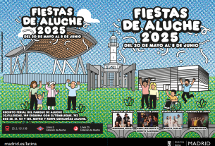 Programa de las Fiestas de Aluche 2025 con conciertos de Derby Motoreta's Burrito Kachimba, Seguridad Social, Efecto Mariposa o Los Manolos.