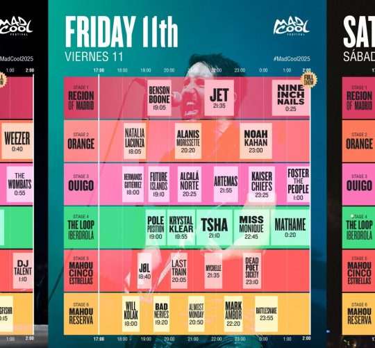 Mad Cool Festival ha dado un paso más hacia su esperada edición de 2025 con la publicación oficial de los horarios para tres días de música